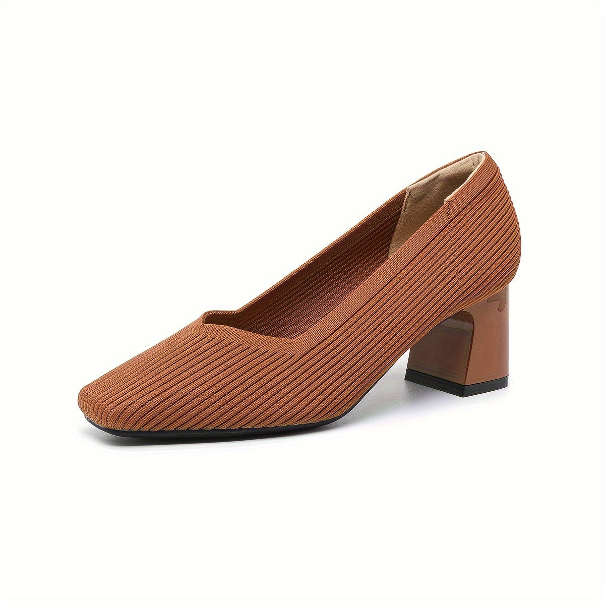 Women's Low-Cut Shoes with Wide Heel, Stretch Upper, and Padded Insole