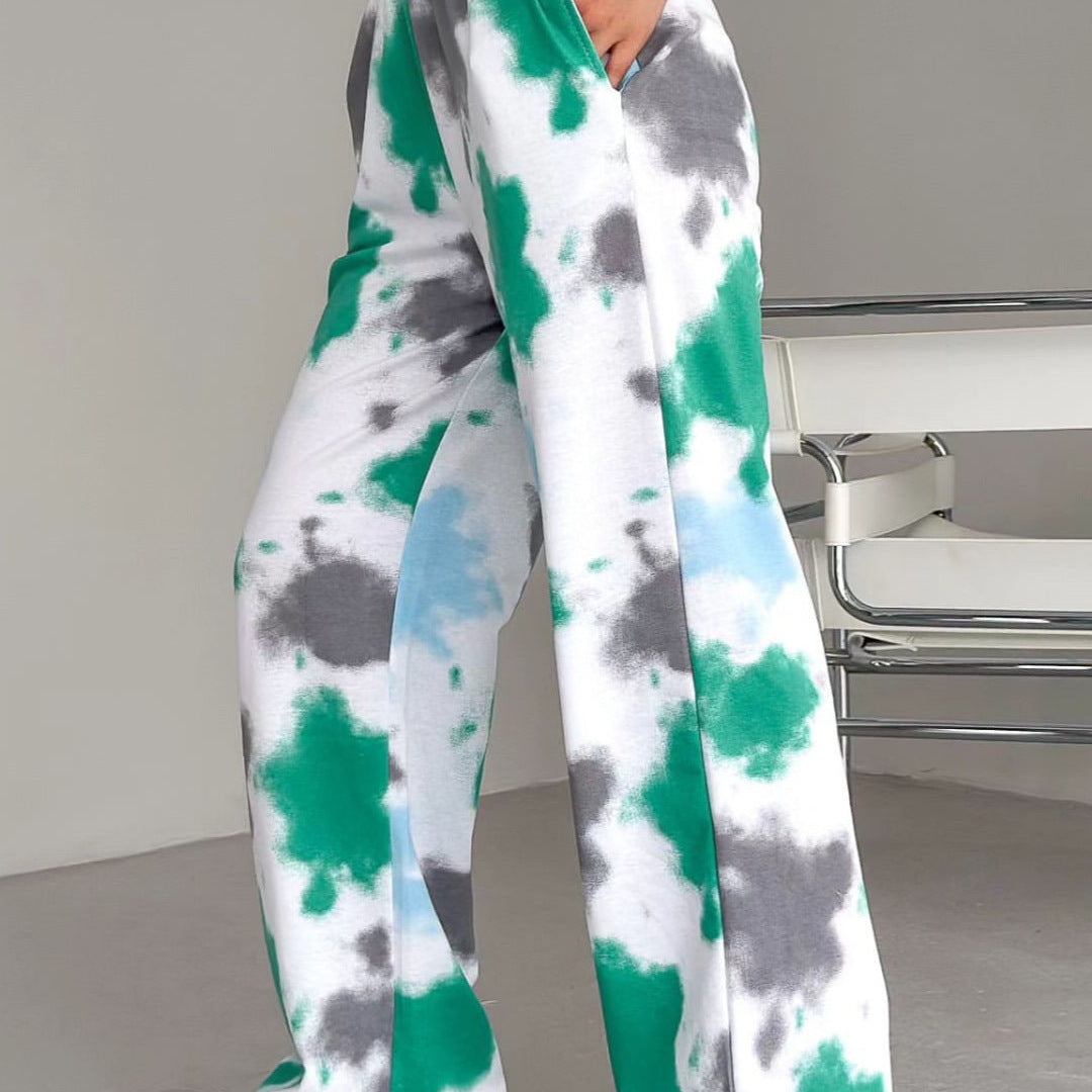 Women's Straight-Leg Wide-Fit Pants with Elastic Waistband