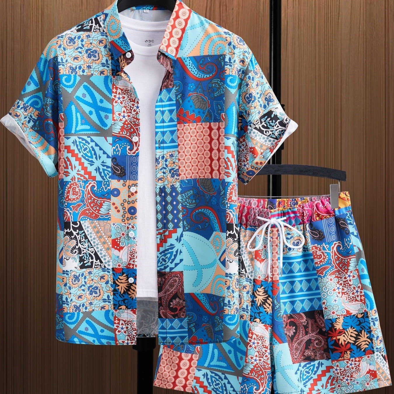 Completo Uomo Due Pezzi con Camicia Hawaiana e Pantaloncini – Stile Estivo