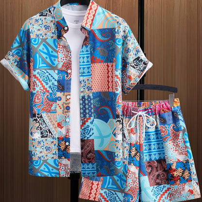 Completo Uomo Due Pezzi con Camicia Hawaiana e Pantaloncini – Stile Estivo