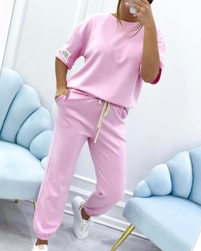 Women's Lounge Set Short Sleeve T-Shirt and Coordinated Pants