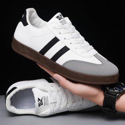 Sneakers Basse Da Uomo In Stile Retrò Con Strisce A Contrasto, Inserti Effetto Scamosciato E Suola Piatta.