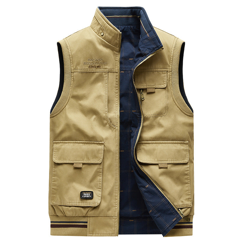 Men's Reversible Vest with Multiple Pockets