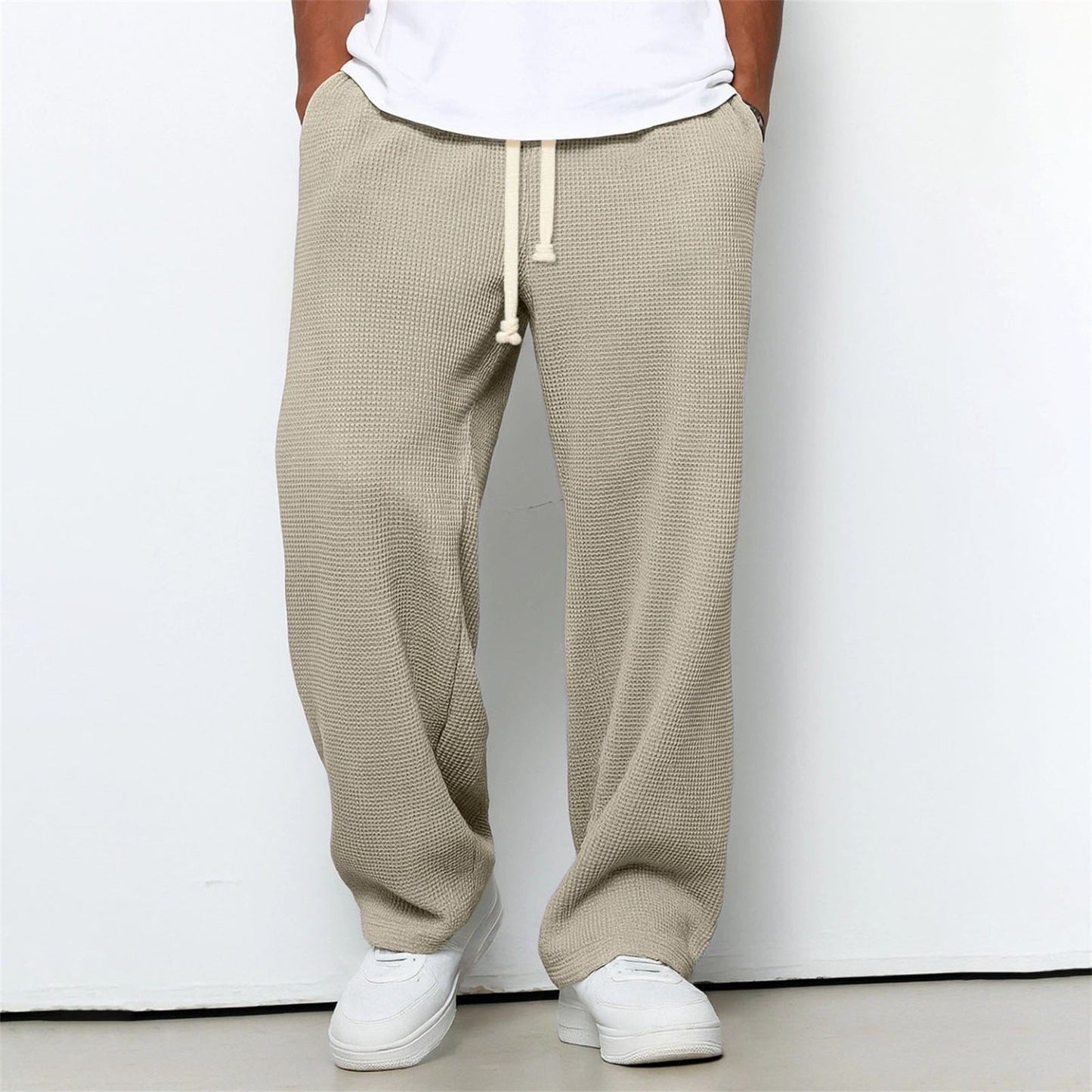 Men's Athleisure Straight-Leg Honeycomb Knit Pants – Comfortable Fit