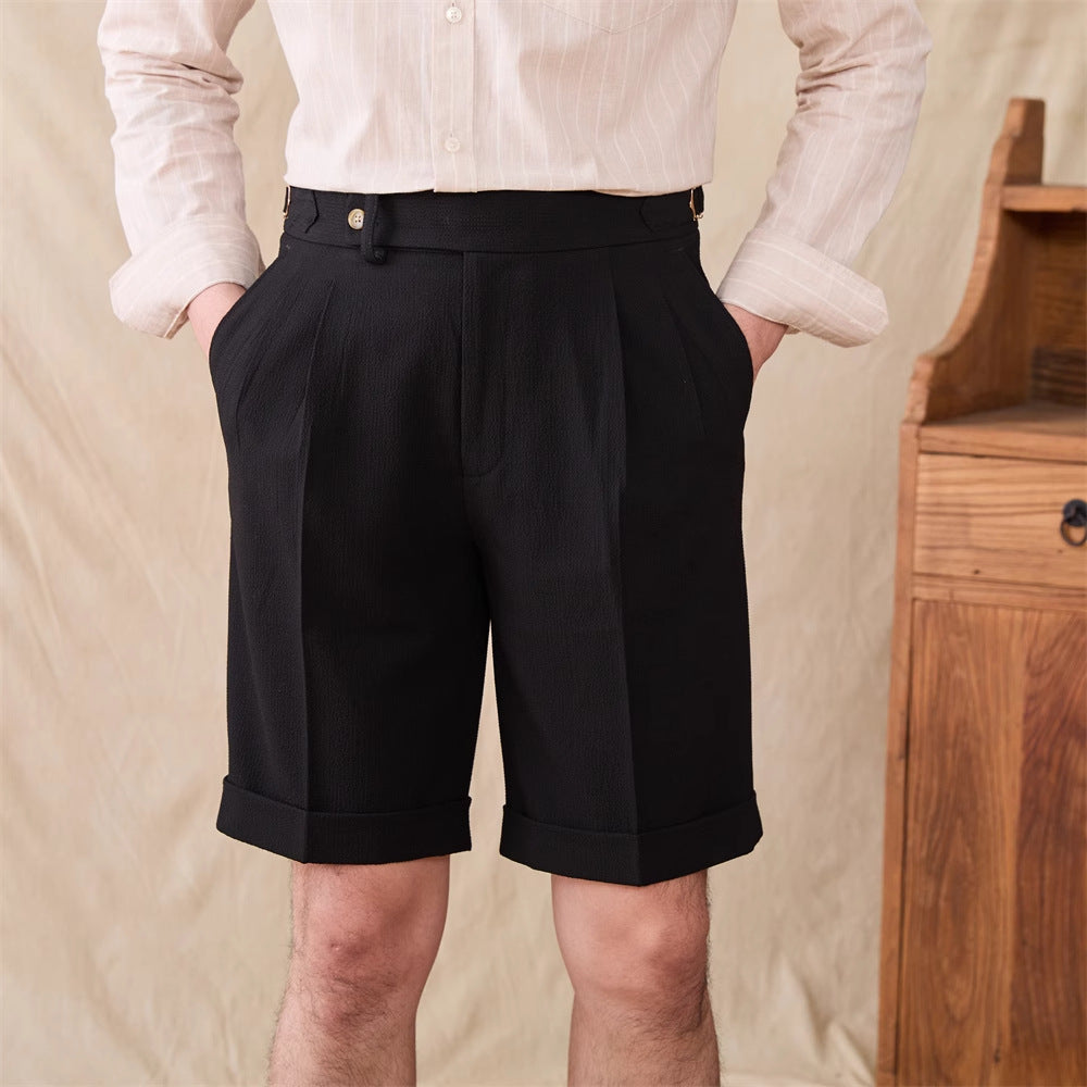Pantaloncini Uomo Eleganti a Vita Media con Gamba Dritta – Vestibilità Ampia