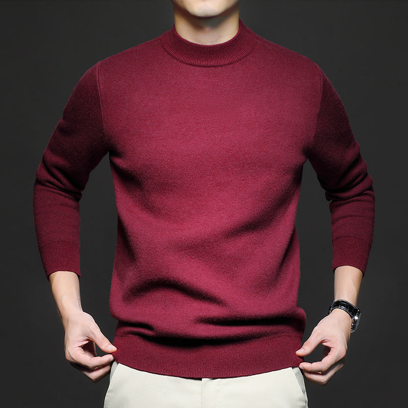 Men's Sweater Pullover with Half Turtleneck and Slim Fit