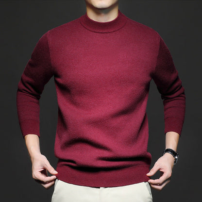 Men's Sweater Pullover with Half Turtleneck and Slim Fit
