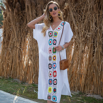 Copricostume Estivo Donna all’Uncinetto con Design a Contrasto