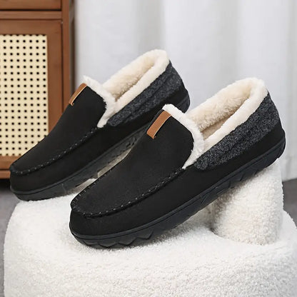 Men's Autumn Slip-On Moccasins Rounded Toe Plush Lining EVA Non-Slip Sole – Comfortable Shoes