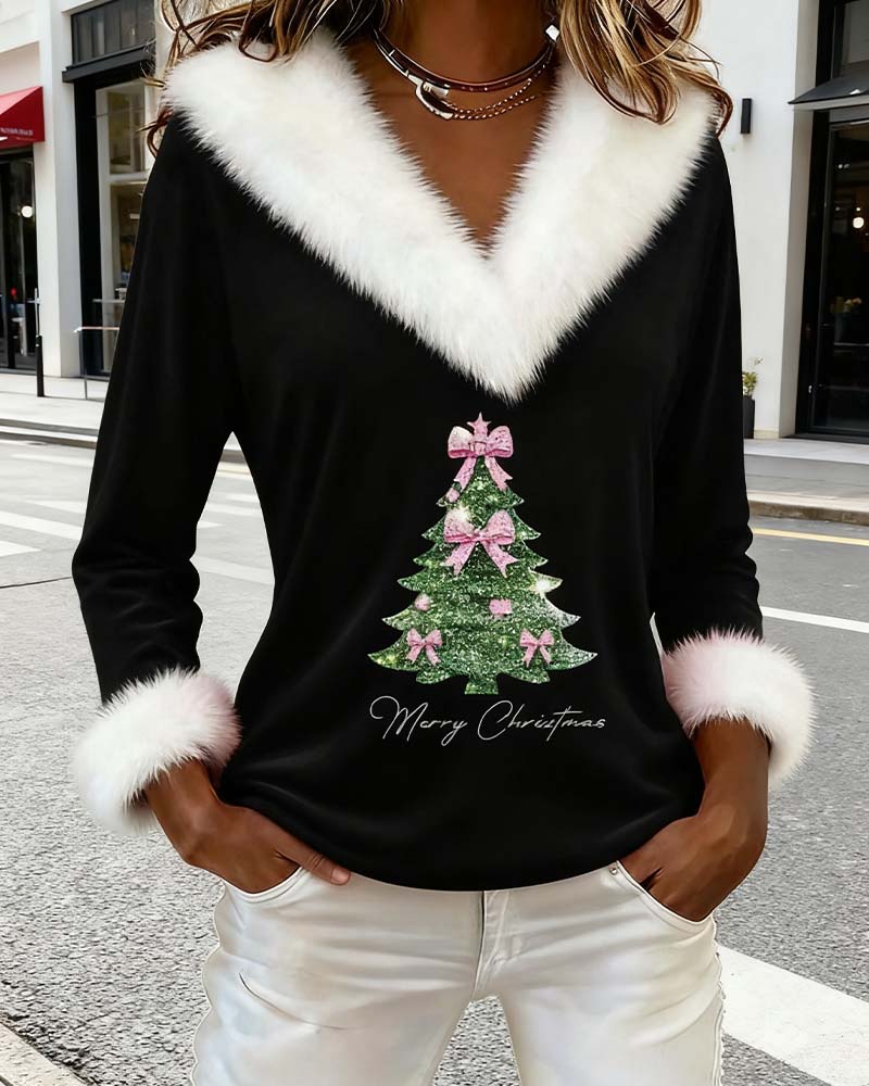 Top Donna con Scollo a V e Stampa Festiva – Stile Quotidiano