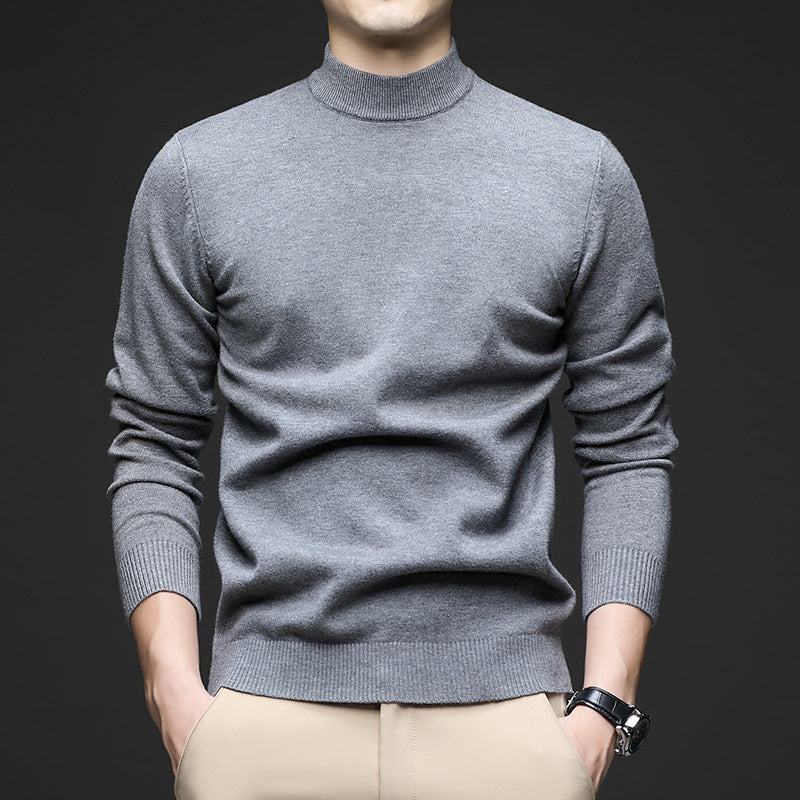 Men's Sweater Pullover with Half Turtleneck and Slim Fit