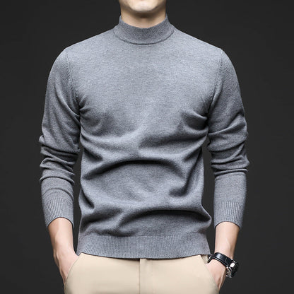 Men's Sweater Pullover with Half Turtleneck and Slim Fit