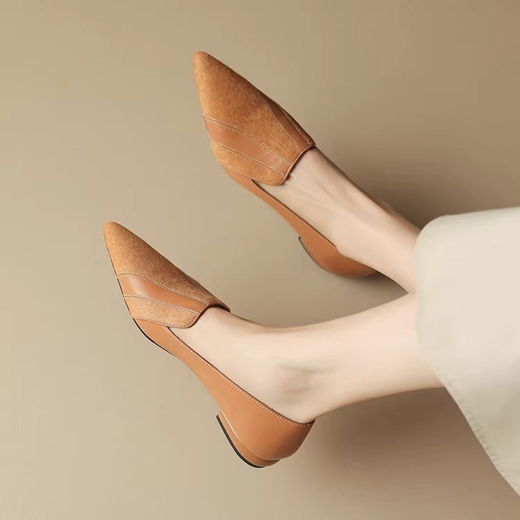 Women's Pointed Toe Ballerinas with Deep Neckline and Seamless Design – Elegant Ballerinas