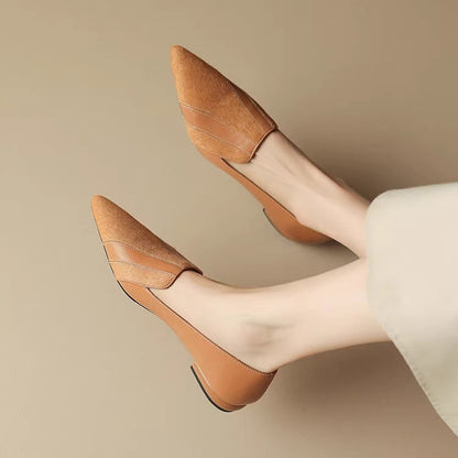 Women's Pointed Toe Ballerinas with Deep Neckline and Seamless Design – Elegant Ballerinas