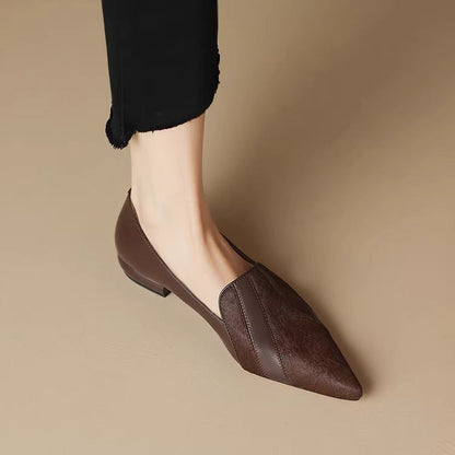 Women's Pointed Toe Ballerinas with Deep Neckline and Seamless Design – Elegant Ballerinas