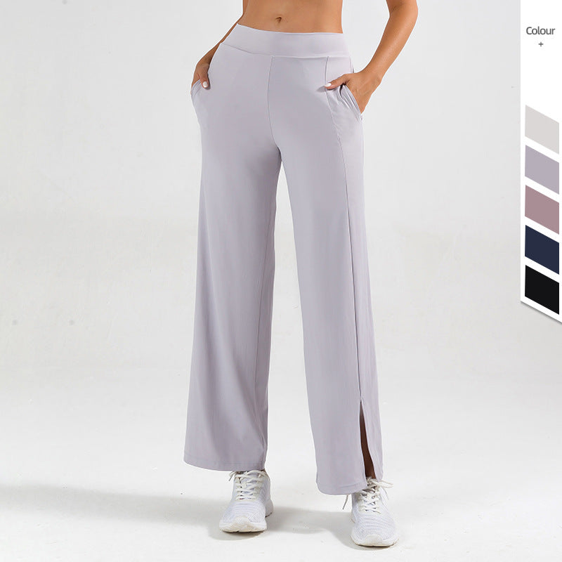 Women's Elephant Leg Yoga Pants with Side Slit – Wide Leg