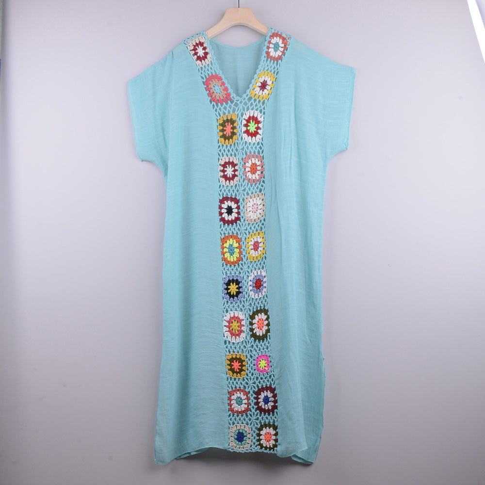 Copricostume Estivo Donna all’Uncinetto con Design a Contrasto