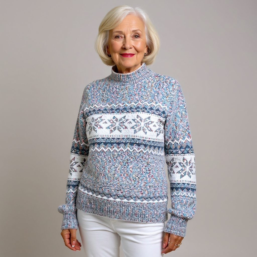 Maglione Donna Lavorato a Maglia con Motivi Artigianali – Morbido e Versatile