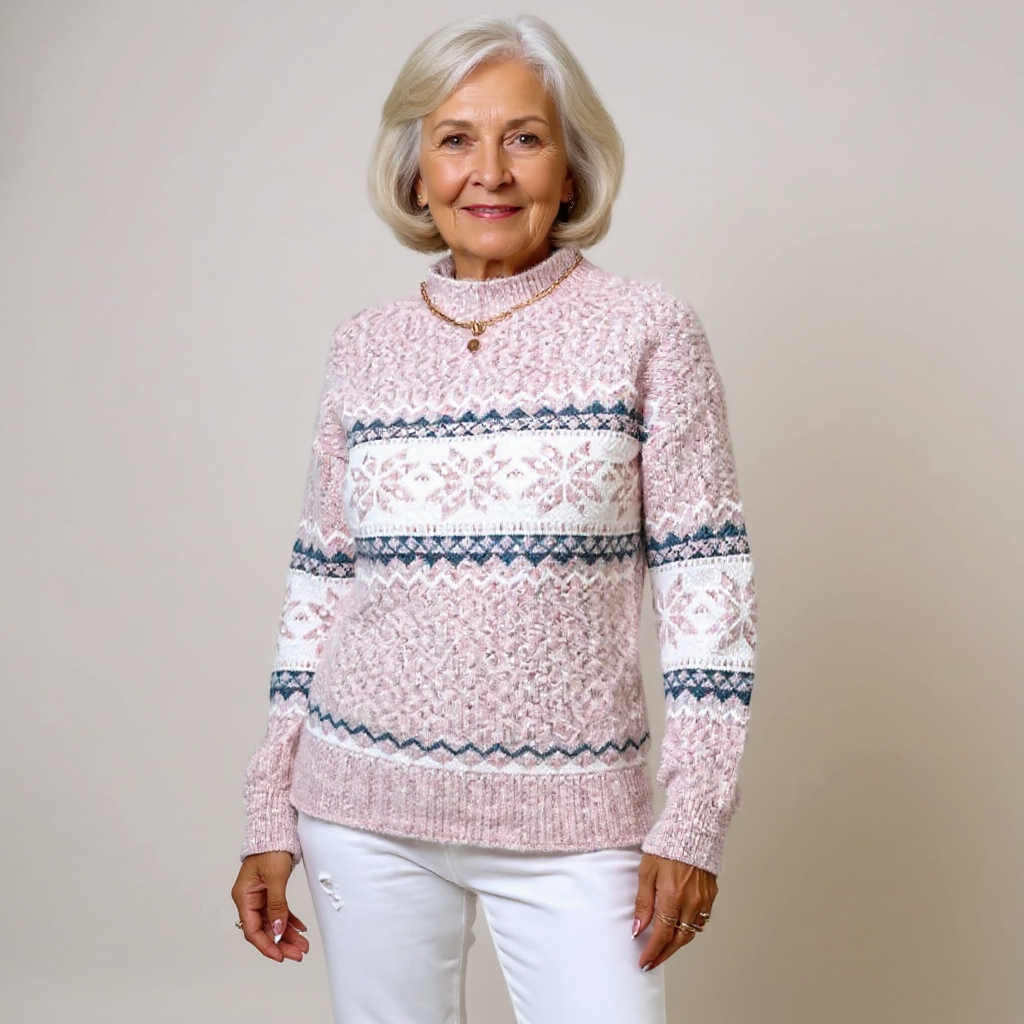 Maglione Donna Lavorato a Maglia con Motivi Artigianali – Morbido e Versatile