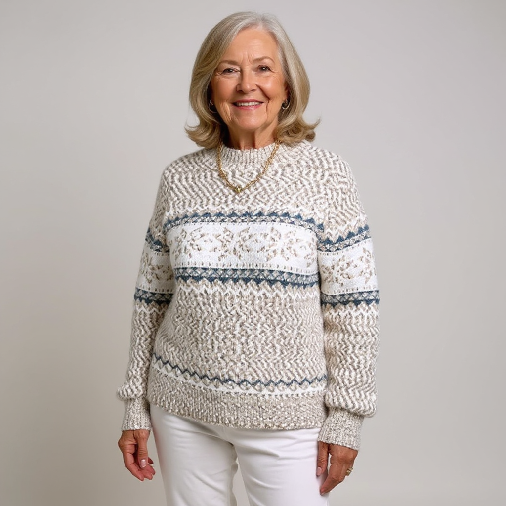 Maglione Donna Lavorato a Maglia con Motivi Artigianali – Morbido e Versatile