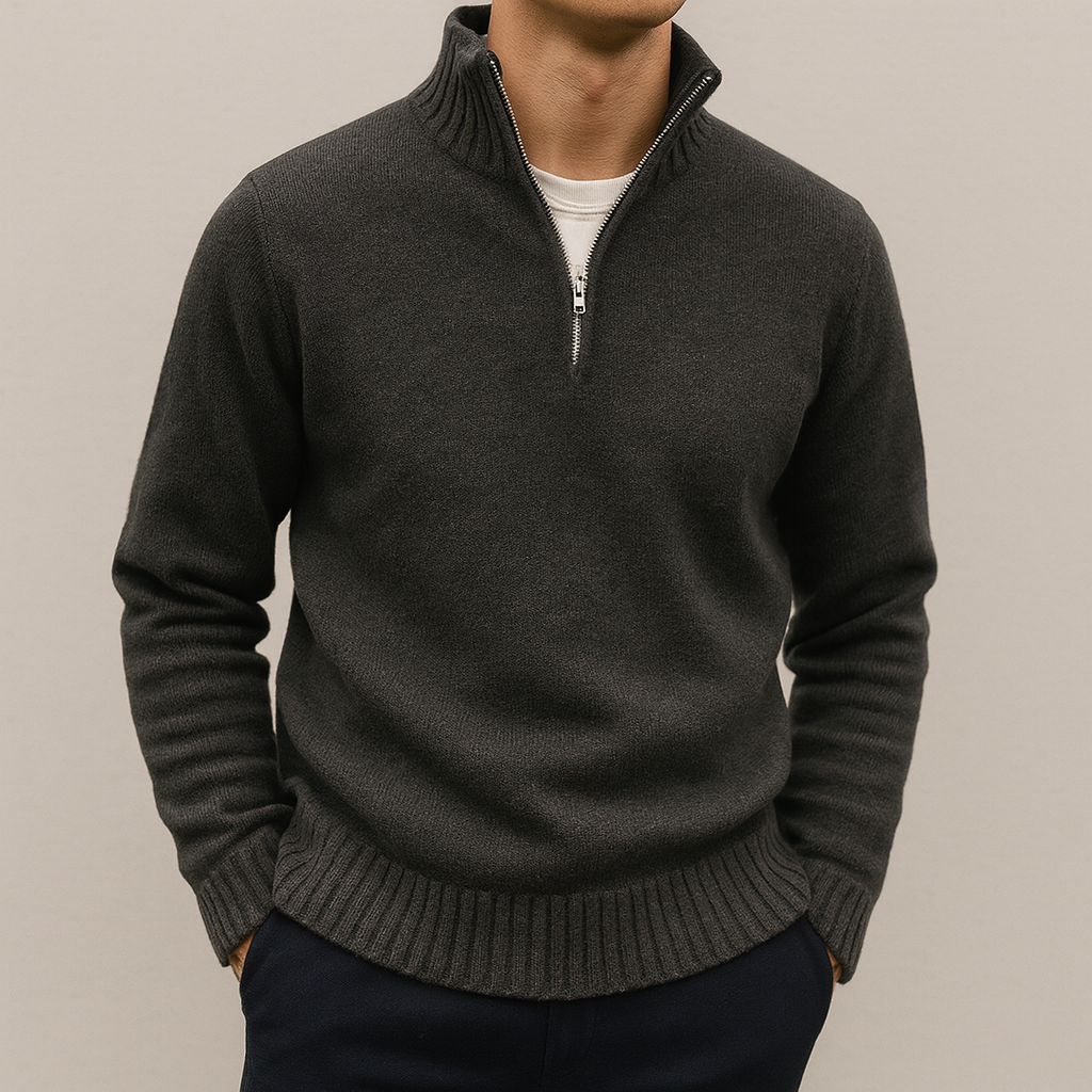 Maglione uomo in maglia con mezza zip e vestibilità rilassata