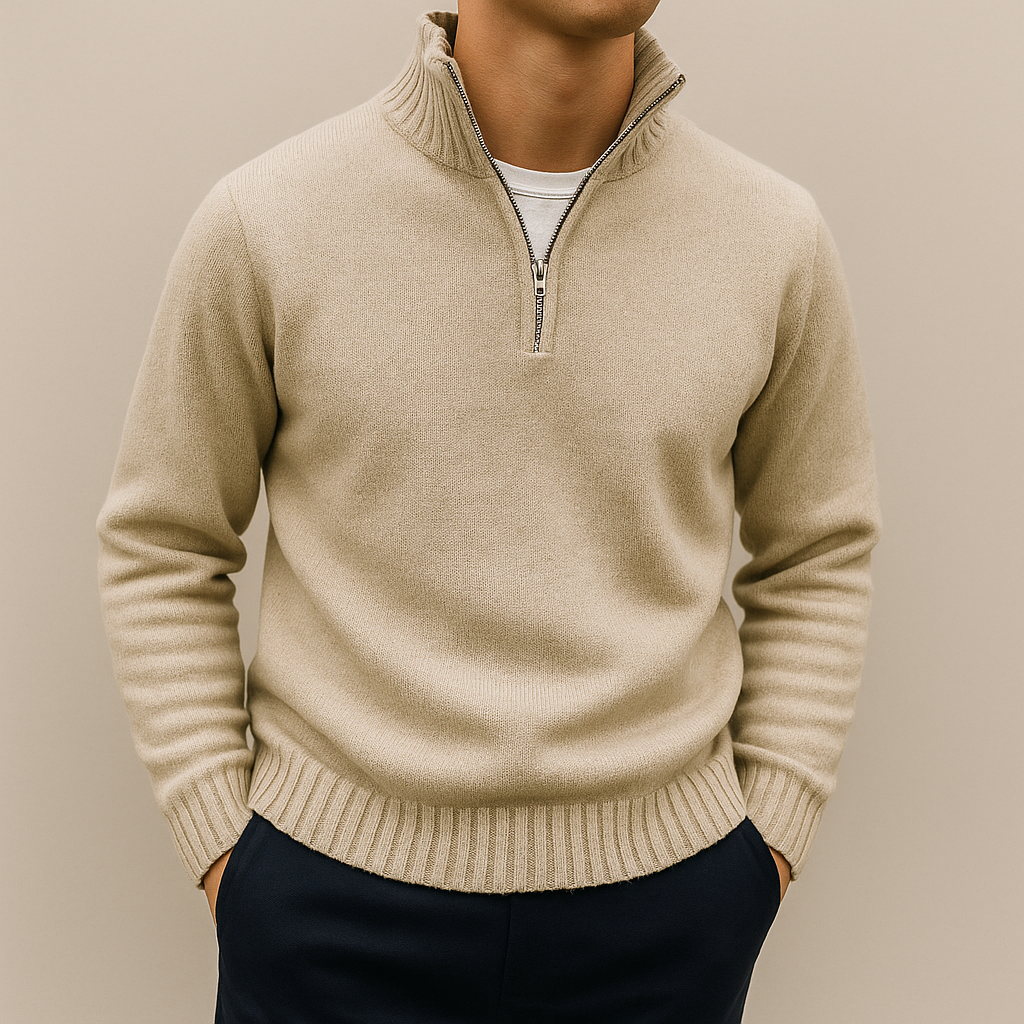 Maglione uomo in maglia con mezza zip e vestibilità rilassata