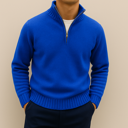 Maglione uomo in maglia con mezza zip e vestibilità rilassata