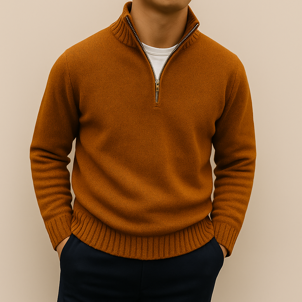 Maglione uomo in maglia con mezza zip e vestibilità rilassata