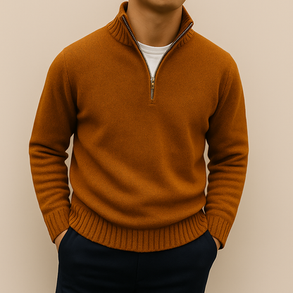 Maglione uomo in maglia con mezza zip e vestibilità rilassata