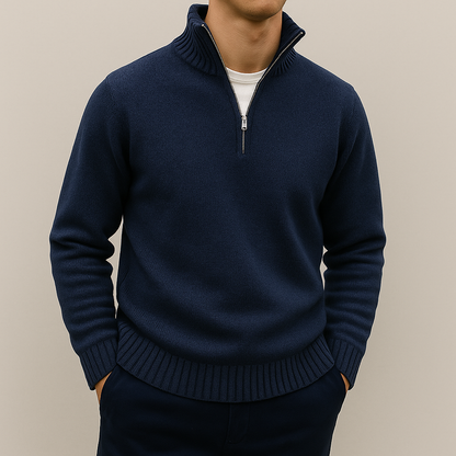 Maglione uomo in maglia con mezza zip e vestibilità rilassata