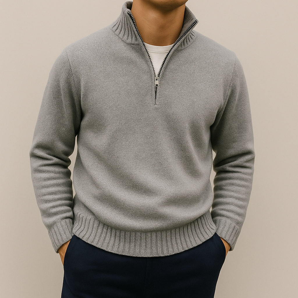Maglione uomo in maglia con mezza zip e vestibilità rilassata