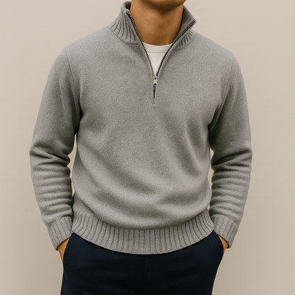 Maglione uomo in maglia con mezza zip e vestibilità rilassata