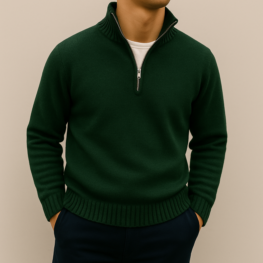 Maglione uomo in maglia con mezza zip e vestibilità rilassata