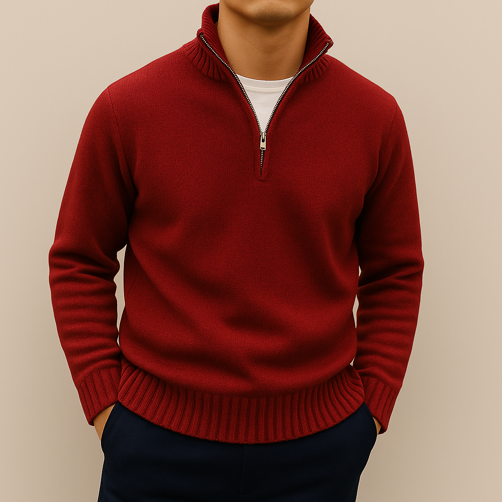 Maglione uomo in maglia con mezza zip e vestibilità rilassata