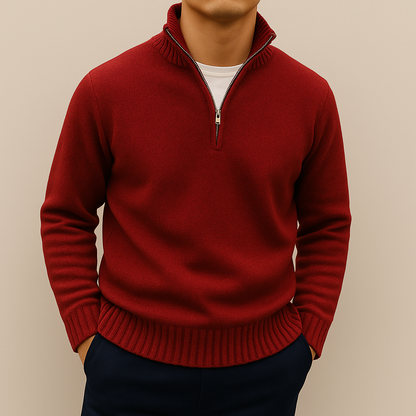 Maglione uomo in maglia con mezza zip e vestibilità rilassata