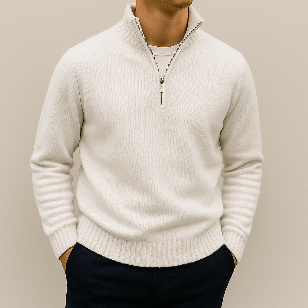 Maglione uomo in maglia con mezza zip e vestibilità rilassata