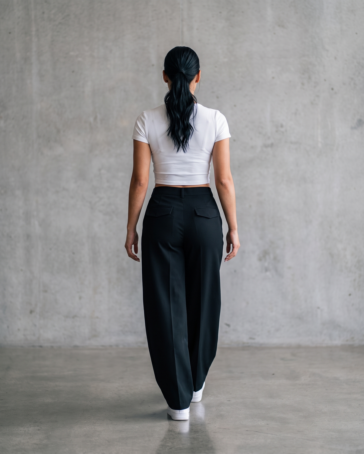 Women's Wide-Leg Trousers with Pleats, Mid-Rise Waist, and Straight Cut