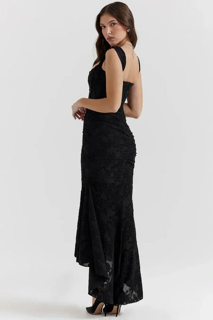Women's Long Evening Dress with Corset Bodice and Off-Shoulder Design – Elegant Ceremony