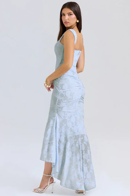 Women's Long Evening Dress with Corset Bodice and Off-Shoulder Design – Elegant Ceremony