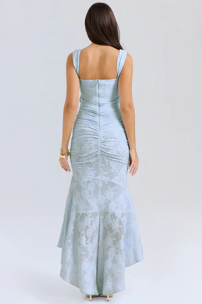 Women's Long Evening Dress with Corset Bodice and Off-Shoulder Design – Elegant Ceremony