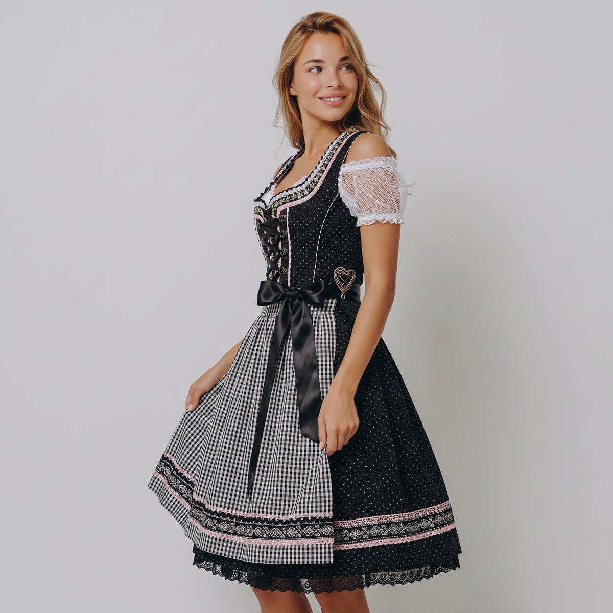 3-piece midi dirndl Bavarian costume for women for Oktoberfest