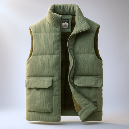 Gilet Invernale Uomo Texture a Coste Full Zip con Tasche Laterali