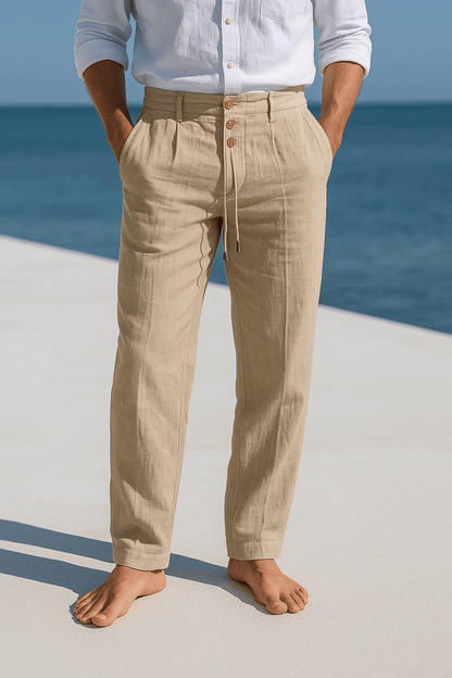 Pantalones de hombre de pierna recta y corte cómodo – mezcla de lino