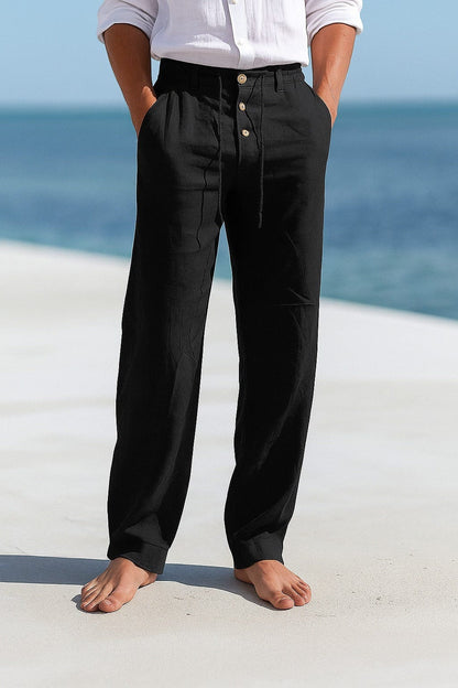 Pantalones de hombre de pierna recta y corte cómodo – mezcla de lino