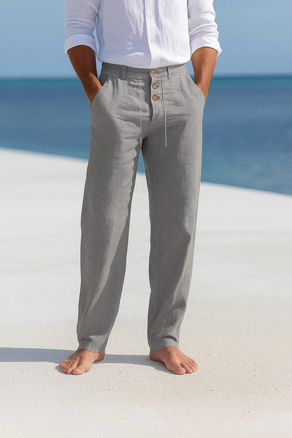 Pantalones de hombre de pierna recta y corte cómodo – mezcla de lino