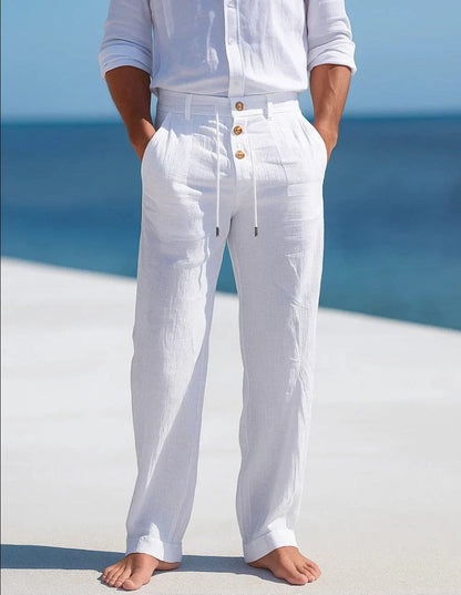 Pantalones de hombre de pierna recta y corte cómodo – mezcla de lino