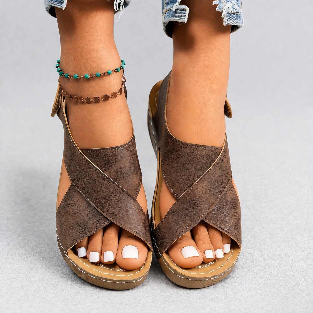 Women's Summer Sandals with Wedge and Non-Slip Sole – Slip-On Platform Model