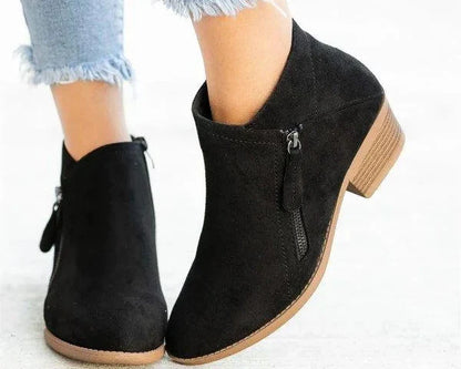 Women's Ankle Boots with Arch Support and Side Zipper