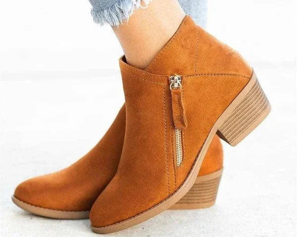 Women's Ankle Boots with Arch Support and Side Zipper