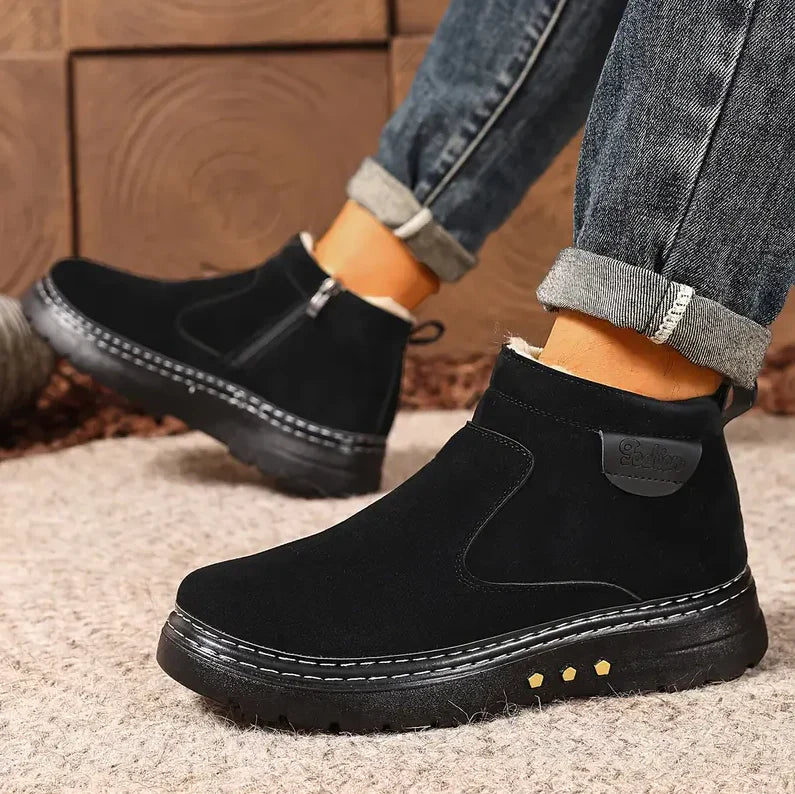 Men's Winter Ankle Boots with Fleece Lining, Cushioned Non-Slip Sole – Comfort and Warmth
